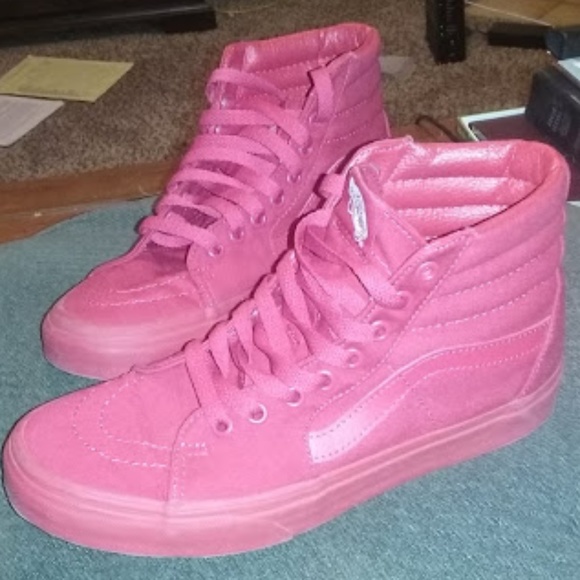 solid red high top vans